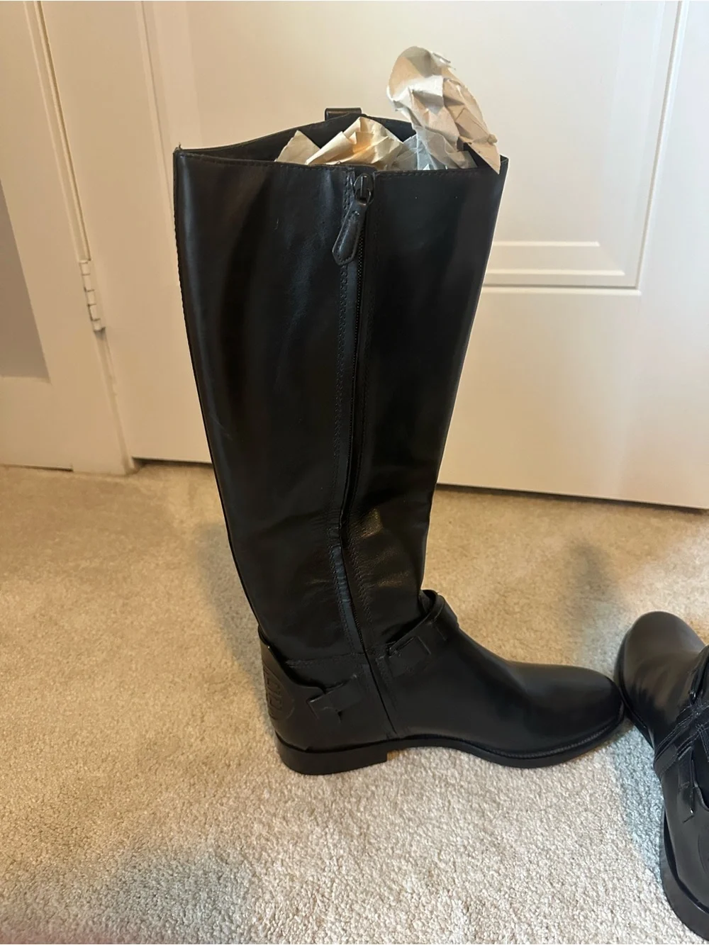 Tory Burch Black Leather Over-the-Knee Riding Boots